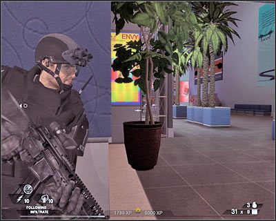 Po lewej stronie znajduje się zdecydowanie większa hala, do której powinieneś za chwilę wejść - Południowa hala (cz.2) | Akt 4 - Centrum konferencyjne | Rainbow Six Vegas 2 - Tom Clancys Rainbow Six Vegas 2 - poradnik do gry