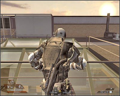 Docelowo masz dotrzeć do pokazanego na screenie wyjścia - Biblioteka publiczna (cz.3) | Akt 3 - Centrum rekreacyjne | Rainbow Six Vegas 2 - Tom Clancys Rainbow Six Vegas 2 - poradnik do gry