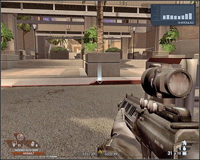 Sam natomiast stań za lewym lub prawym murkiem - Biblioteka publiczna (cz.1) | Akt 3 - Centrum rekreacyjne | Rainbow Six Vegas 2 - Tom Clancys Rainbow Six Vegas 2 - poradnik do gry