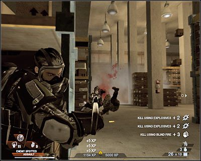 Jeśli marzysz o zdobyciu dodatkowych punktów, możesz wykorzystać wolną chwilę i przejść na górny balkonik - Hala sportowa (cz.4) | Akt 3 - Centrum rekreacyjne | Rainbow Six Vegas 2 - Tom Clancys Rainbow Six Vegas 2 - poradnik do gry