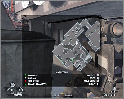 Jak pewnie zauważyłeś, pozostali Ci jedynie przeciwnicy kryjący się na prawo od wejścia nr 1 - Zasadzka (cz.3) | Akt 1 - Pireneje | Tom Clancys Rainbow Six Vegas 2 - Tom Clancys Rainbow Six Vegas 2 - poradnik do gry