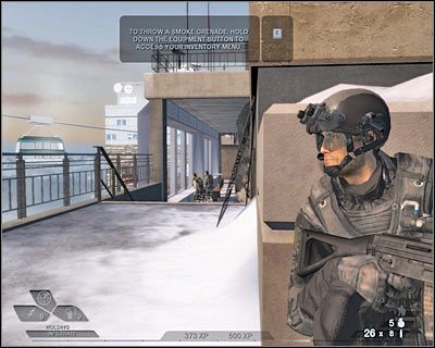 Na prawo od zabitych terrorystów znajdują się pojedyncze drzwi i to właśnie tam się udaj - Negocjacje (cz.4) | Akt 1 - Pireneje | Tom Clancys Rainbow Six Vegas 2 - Tom Clancys Rainbow Six Vegas 2 - poradnik do gry