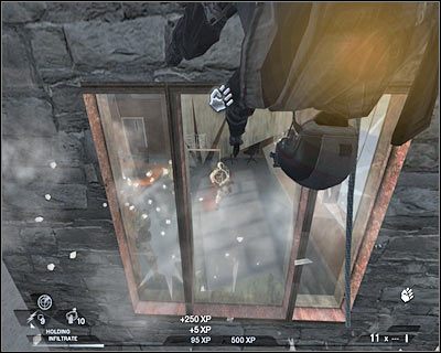 Skieruj się do pojedynczych drzwi, które znajdują się po lewej stronie - Negocjacje (cz.4) | Akt 1 - Pireneje | Tom Clancys Rainbow Six Vegas 2 - Tom Clancys Rainbow Six Vegas 2 - poradnik do gry