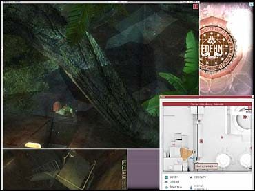 Jak widzisz, owe drzwi znajdują się pomiędzy dwiema lampami i jeśli trudno Ci trafić w nie na mapce, powiększ widok z mapki identycznie, jak robisz zbliżenie widoku z kamery (kółkiem myszki w górę) - 04A - Znalezienie bezpiecznika | Zadanie 04 | eXperience112 - eXperience112 - poradnik do gry