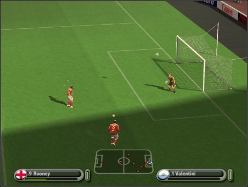 Jeżeli piłka zostanie dograna do nas górą, możemy uderzyć ją z woleja, przewrotki lub za pomocą główki - Strzelamy | Na boisku w UEFA Euro 2008 - UEFA Euro 2008 - poradnik do gry