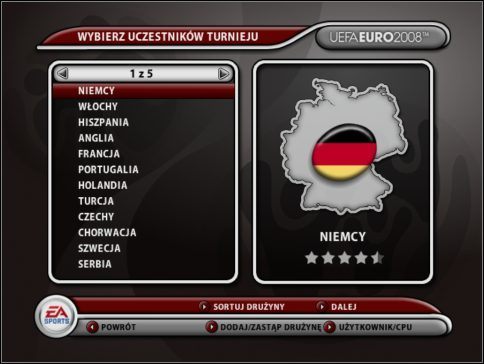 Następnie pojawia się się tryb prezentujący wygląd grup eliminacyjnych - zgodny z pierwotnym losowaniem UEFA - Tryb UEFA EURO 2008 | Wprowadzenie - UEFA Euro 2008 - poradnik do gry