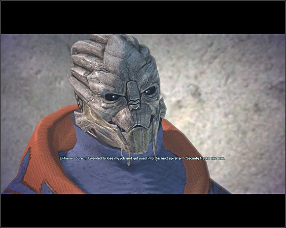 Nasze kroki kierujemy do stolika, przy którym zasiada Lorik (NOV3-2 ) - [7. Noveria] 1. Port Hanshan (Zadania cz.1) - Mass Effect - PC - poradnik do gry
