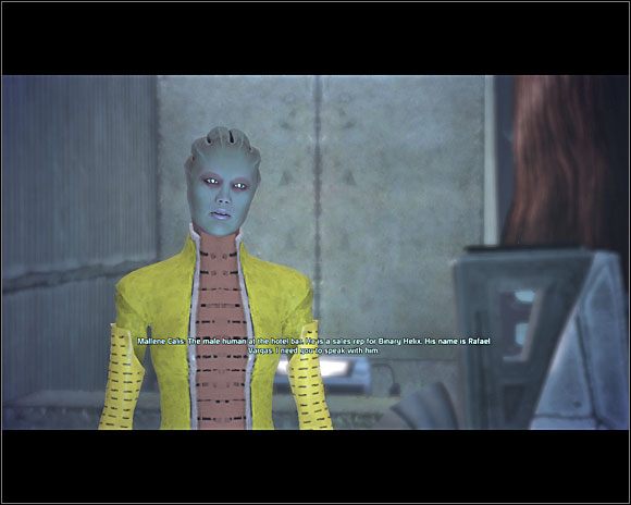 Kiedy postanowimy współpracować, podchodzimy do Vargasa (NOV3-6 ) i podając się za przedstawiciela Przymierza (co nie jest niezgodne z prawdą), udajemy zainteresowanie jego towarami - [7. Noveria] 1. Port Hanshan (Zadania cz.2) - Mass Effect - PC - poradnik do gry