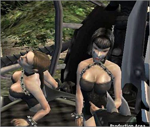 Na Platformie Destrukcji, jeżeli ktoś przyjrzy się modelowi statku, widoczne są dwie panie skute łańcuchami - aż strach pomyśleć, kim jest bohater siedzący przed nimi na tronie - Mroczni Eldarzy (cz.2) | Rasy | Warhammer 40,000 Dawn of War - Soulstorm - Warhammer 40,000: Dawn of War - Soulstorm - poradnik do gry