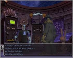 Podejdź do leżącego Potwora i porozmawiaj z nim (wcześniej pociągnij za dźwignię zasilania po prawej, która tchnie w niego życie) - Episode 3 - Night of the Raving Dead (cz.5) | Sam & Max Beyond Time and Space - Sam & Max: Beyond Time and Space - poradnik do gry