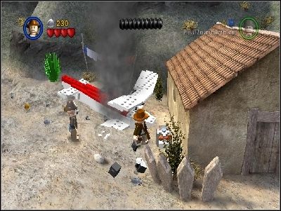Po efektownym locie, znajdziesz się w wiosce - Chapter 4 - Trouble in the Sky (cz.1) - Ostatnia Krucjata - LEGO Indiana Jones: The Original Adventures - poradnik do gry
