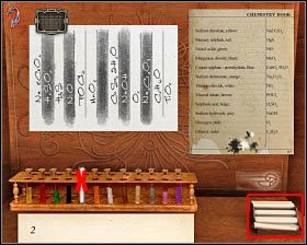 2) Z pokazanego na screenie miejsca wybierz papierek lakmusowy i użyj go w punkcie X (niebieska fiolka) - Dwór Państwa Orlowskich (cz.2) | Wiedeń | Dracula Początek - Dracula: Początek - poradnik do gry