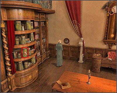 Możesz po raz ostatni skierować się do panelu, w którym montujesz figurki aniołów i demonów - Biblioteka uniwersytecka (cz.2) | Wiedeń | Dracula Początek - Dracula: Początek - poradnik do gry