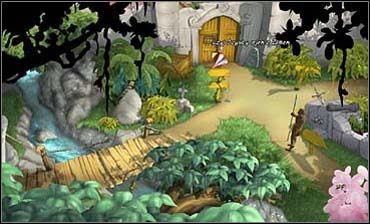 Z rozstajów (jak sugeruje nazwa) wiedzie kilka dróg, w tym jedna do obozu Bajari, do którego strażnik nie ma najmniejszego zamiaru wpuścić blondynki, druga na Złotą Polanę (w tej chwili nie ma tam niczego interesującego) i kolejna na rynek miasteczka, niestety - na przeszkodzie stoi wielka drewniana - Urocza Panna cz.3, Rozstaje | Rozdział pierwszy | So Blonde Blondynka w opałach - So Blonde: Blondynka w opałach - poradnik do gry