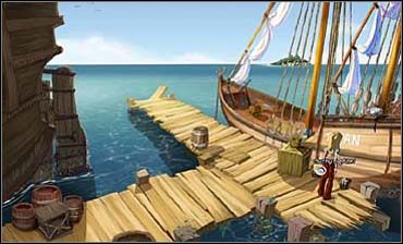 Na poszukiwania owego akcesorium udaje się na molo (w prawo), gdzie szczęśliwie Pablo zakończył już swe prace malarskie - Przystań cz.2 | Rozdział pierwszy | So Blonde Blondynka w opałach - So Blonde: Blondynka w opałach - poradnik do gry