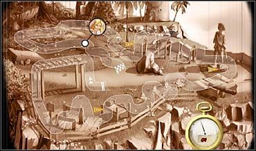 Tak pojawia się kolejna mini-gierka, w której - w czasie poniżej 60 sekund - trzeba (przesuwając po niej myszką) przebyć przedstawioną na planszy trasę - Złota Polana, Obóz Bajari | Rozdział drugi | So Blonde Blondynka w opałach - So Blonde: Blondynka w opałach - poradnik do gry