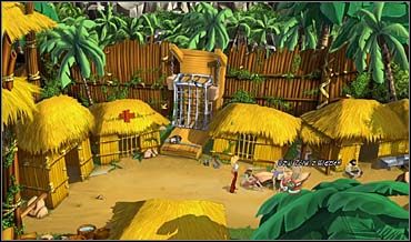 Sunny zagląda do szałasu wodza i przekazuje Tanie wisiorek - Obóz Bajari, Rynek, Krater wulkanu | Rozdział drugi - So Blonde: Blondynka w opałach - poradnik do gry