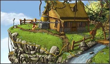 W tej sytuacji Sunny doczepia do bambusowej rury (za bojlerem) znalezioną w pasmanterii szpulkę po niciach i reszcie może napompować wody do bojlera - Dworek burmistrza | Rozdział trzeci | So Blonde Blondynka w opałach - So Blonde: Blondynka w opałach - poradnik do gry