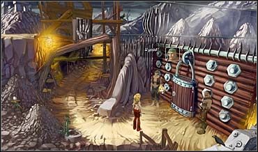 Droga tamże wiedzie przez dżunglę, skąd należy skierować się w prawo na mroczne rozstaje (kursor nad tabliczką Ruiny na drzewie po prawej), a stamtąd nadal w prawo, drogą wiodącą prosto do kamieniołomów - Rynek, kamieniołomy, śródmieście, Złota Polana | Rozdział trzeci - So Blonde: Blondynka w opałach - poradnik do gry