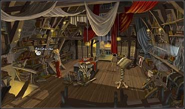 Oczywiście zaczepia Javiera i rozlicza go z jego nieładnej skłonności do szpiegowania samotnych dam - Opuszczony klasztor, Złota Polana | Rozdział trzeci - So Blonde: Blondynka w opałach - poradnik do gry