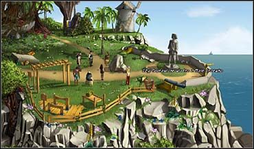 Z wiadrem napełnionym wodą So biegnie na Złotą Polanę, gdzie podlewa wszystkie trzy małe drzewka - Opuszczony klasztor, Złota Polana | Rozdział trzeci - So Blonde: Blondynka w opałach - poradnik do gry