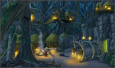 Tak więc Sunny wraca do wioski Voodoo i próbuje wysępić od Chemina drewnianą łyżkę, którą ten miesza w kotle - Ruiny Ku | Rozdział czwarty | So Blonde Blondynka w opałach - So Blonde: Blondynka w opałach - poradnik do gry