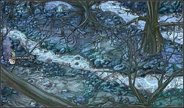 Tak więc blondynka wraca do dżungli, a stamtąd kieruje się na mroczne rozstaje, a z nich na mroczne bagna (w lewo) - Mroczne bagna | Rozdział czwarty | So Blonde Blondynka w opałach - So Blonde: Blondynka w opałach - poradnik do gry