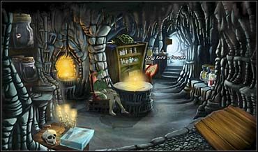 Poinformowawszy pustelnika o skompletowaniu składników do czaru, Sunny otrzymuje polecenie umieszczenia ich w moździerzu i zgniecenia na miazgę - Śródmieście, przedmieście, przystań, Jaskinia pustelnika | Rozdział czwarty - So Blonde: Blondynka w opałach - poradnik do gry