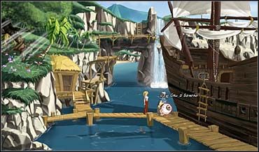 Opuściwszy Uroczą Pannę, So zastaje na pomoście Sanchę, która zdradza jej, że szykuje prezent ślubny od brunetki dla Jednookiego - Rynek, przystań, rozstaje | Rozdział czwarty | So Blonde Blondynka w opałach - So Blonde: Blondynka w opałach - poradnik do gry