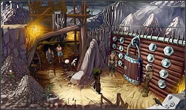 Tak pechowo się składa, że ledwie Juan z Marią docierają do kamieniołomów, zza bramy wychodzi Jednooki - Kamieniołomy, Starówka, mroczna plaża | Rozdział czwarty - So Blonde: Blondynka w opałach - poradnik do gry