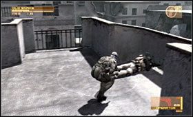 Kawałek dalej zobaczysz wysoki budynek po lewej stronie [A] - Middle East - Crescent Meridian | Akt pierwszy Metal Gear Solid 4 - Metal Gear Solid 4: Guns of the Patriots - poradnik do gry