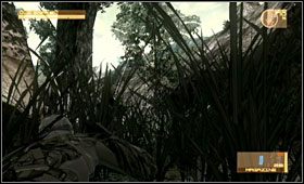 Przy dużym drzewie ślady znowu się rozdzielą [A] i [B] - South America - Mountain Trail Riverside | Akt drugi Metal Gear Solid 4 - Metal Gear Solid 4: Guns of the Patriots - poradnik do gry