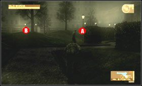 Podążaj dalej za agentem, który bocznym wejściem wejdzie na teren małego skwerku - Eastern Europe - Midtown Sector | Akt trzeci Metal Gear Solid 4 - Metal Gear Solid 4: Guns of the Patriots - poradnik do gry