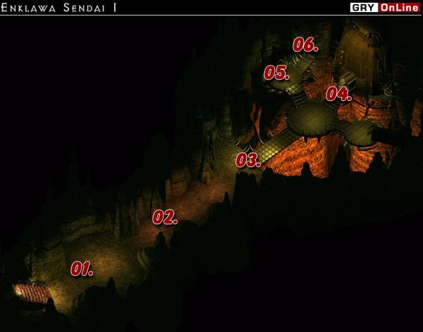 Ten prosty poziom jest rodzajem klatki schodowej, która wiedzie do różnych pomieszczeń podziemnego kompleksu Sendai - XVI: Enklawa Sendai | Baldurs Gate II Tron Bhaala - Baldurs Gate II: Tron Bhaala - poradnik do gry