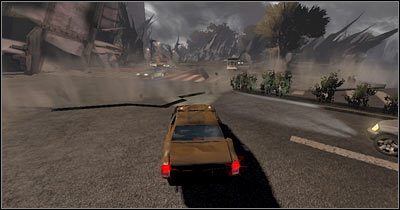 Rozwiń teraz maksymalną prędkość i kieruj się w stronę widocznej w oddali nowej skoczni (screen) - Scena 5 - 59 ulica | Epizod 2 Alone in the Dark - Alone in the Dark - poradnik do gry