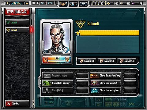 To menu pozwala na kontakt z pozostałymi imperiami w galaktyce - Dyplomacja | Sins of a Solar Empire Grzechy Imperium Słońca - Sins of a Solar Empire: Grzechy Imperium Słońca - poradnik do gry