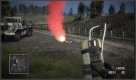 Po przerywniku podejdź do stojącego na drodze wozu i siądź za jego kierownicą - Welcome to Bad Company (cz.2) | Kampania | Battlefield Bad Company - Battlefield: Bad Company - poradnik do gry