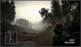 Natkniecie się na wrogie maszyny, które nie sprawią wielkiego kłopotu, o ile będziesz pamiętać o częstych naprawach swego wozu - Acta Non Verba (cz.2) | Kampania | Battlefield Bad Company - Battlefield: Bad Company - poradnik do gry
