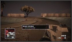 Ostatnią skrzynkę znajdziesz w momencie, gdy dotrzesz do jeepa i zniszczonych czołgów stojących tuż obok - Złoto do odnalezienia - Ghost Town | Kampania | Battlefield Bad Company - Battlefield: Bad Company - poradnik do gry