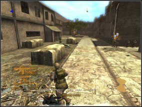 Przyczaj się przy wejściu do dużego garażu - za skrzyniami znajdują się obiekty do eliminacji - Misja 5 | Misje w Full Spectrum Warrior - Full Spectrum Warrior - poradnik do gry