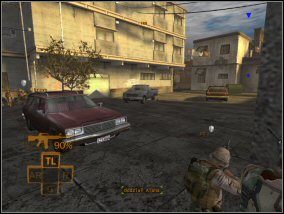 Na początku misji dostań się jedną z drużyn za samochód i osłaniaj kolegów - Misja 3 | Misje w Full Spectrum Warrior - Full Spectrum Warrior - poradnik do gry