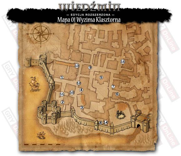 1 - Mapa 01 - Wyzima klasztorna | Efekt uboczny | Dodatki do Wiedźmina - Wiedźmin - poradnik