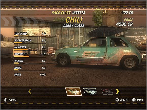 Każdy samochód opisany jest kilkoma współczynnikami - [Tryb Flatout] Kupowanie samochodów | FlatOut Apokalipsa - FlatOut: Apokalipsa - poradnik do gry