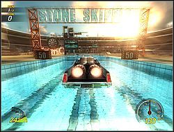 Kierowcę wystrzel pod kątem maksymalnie 30 stopni, gdy samochód znajdzie się już nad wodą - [Tryb Carnage] Wyzwania cz. 3 | FlatOut Apokalipsa - FlatOut: Apokalipsa - poradnik do gry