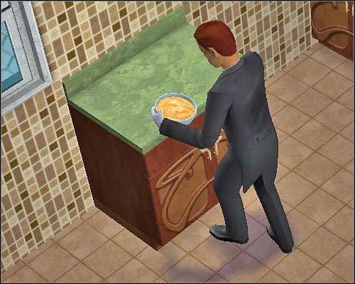 Jedną z zalet wynajęcia lokaja jest to, że może przygotowywać posiłki dla Twojej rodziny. - [Simy] Najważniejsze nowości - Lokaj | The Sims 2 Osiedlowe Życie - The Sims 2: Osiedlowe życie - oficjalny polski poradnik - poradnik do gry