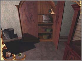 Następnie kieruje się w prawą część pomieszczenia, gdzie pod ścianą stoi zamknięta szafa - [Opis przejścia] Część pierwsza (2) | Sherlock Holmes Tajemnica Mumii - Sherlock Holmes: Tajemnica Mumii - poradnik do gry