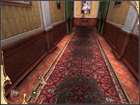 Spenetrowawszy wstępnie salon, Holmes wychodzi na korytarz - [Opis przejścia] Część druga (2) | Sherlock Holmes Tajemnica Mumii - Sherlock Holmes: Tajemnica Mumii - poradnik do gry