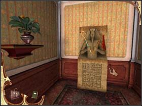 W tym konkretnym kryje się klucz , z którym Sherlock wędruje do salonu, a tam do szafki po lewej - [Opis przejścia] Część druga (4) | Sherlock Holmes Tajemnica Mumii - Sherlock Holmes: Tajemnica Mumii - poradnik do gry