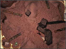 Życie bohatera jest zagrożone, co sugeruje niepokojąca muzyczka, a przede wszystkim bardzo szybko malejący wskaźnik po prawej (warto zapisać stan gry) - [Opis przejścia] Część czwarta (1) | Sherlock Holmes Tajemnica Mumii - Sherlock Holmes: Tajemnica Mumii - poradnik do gry