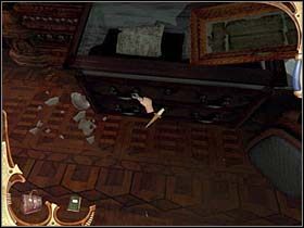 Z kolei na lewo od podestu ze zbiegłą mumią leży topór - [Opis przejścia] Część piąta (3) | Sherlock Holmes Tajemnica Mumii - Sherlock Holmes: Tajemnica Mumii - poradnik do gry